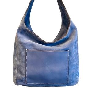 Michael Kors Lena Large Suede Shoulder Bag Denim